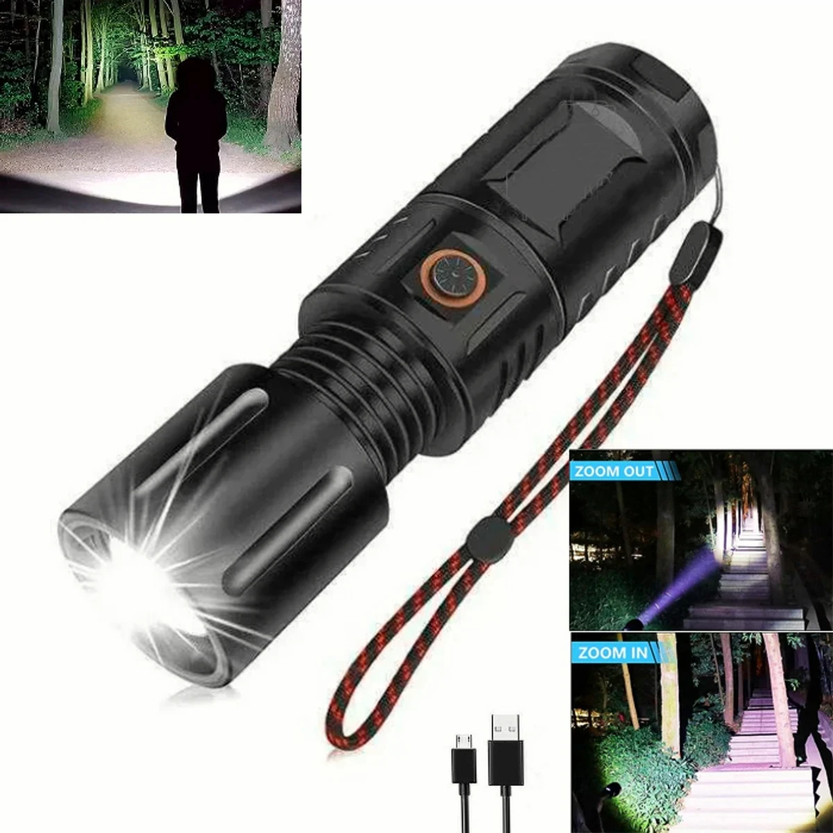 RECHARGEABLE LED TORCH LIGHT, WATERPROOF STRONG LED FLASHLIGHT WITH POWER BANK - Image 4