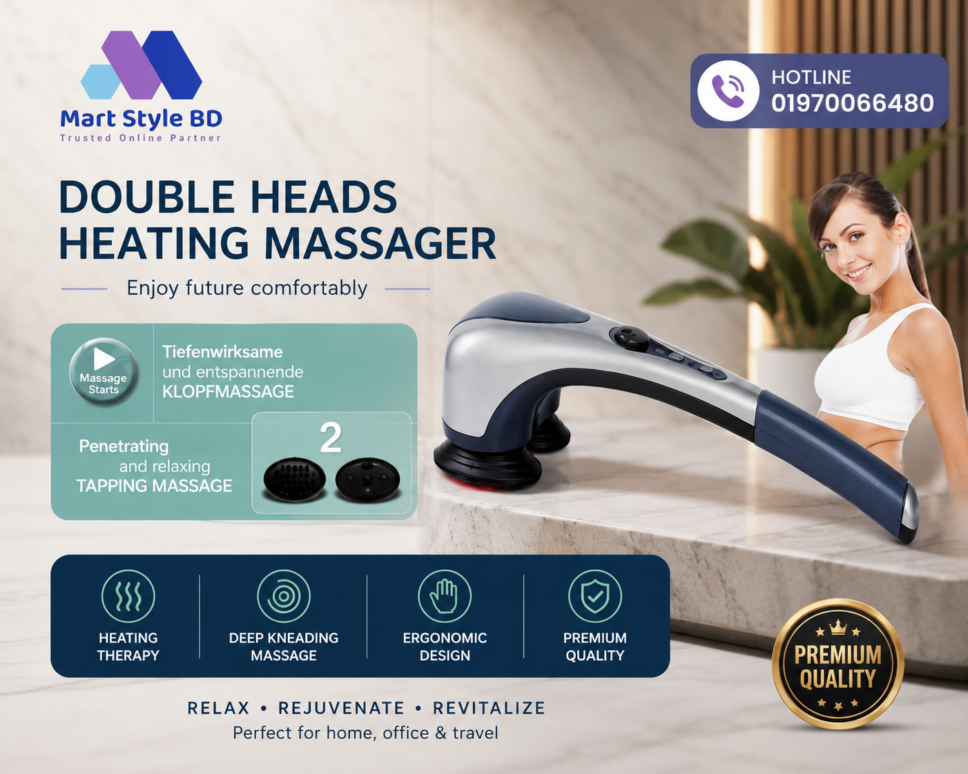 DOUBLE HEADS HEATING MASSAGER